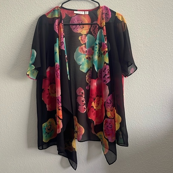 Susan Graver Floral Open Kimono/Cover Up - Picture 1 of 5